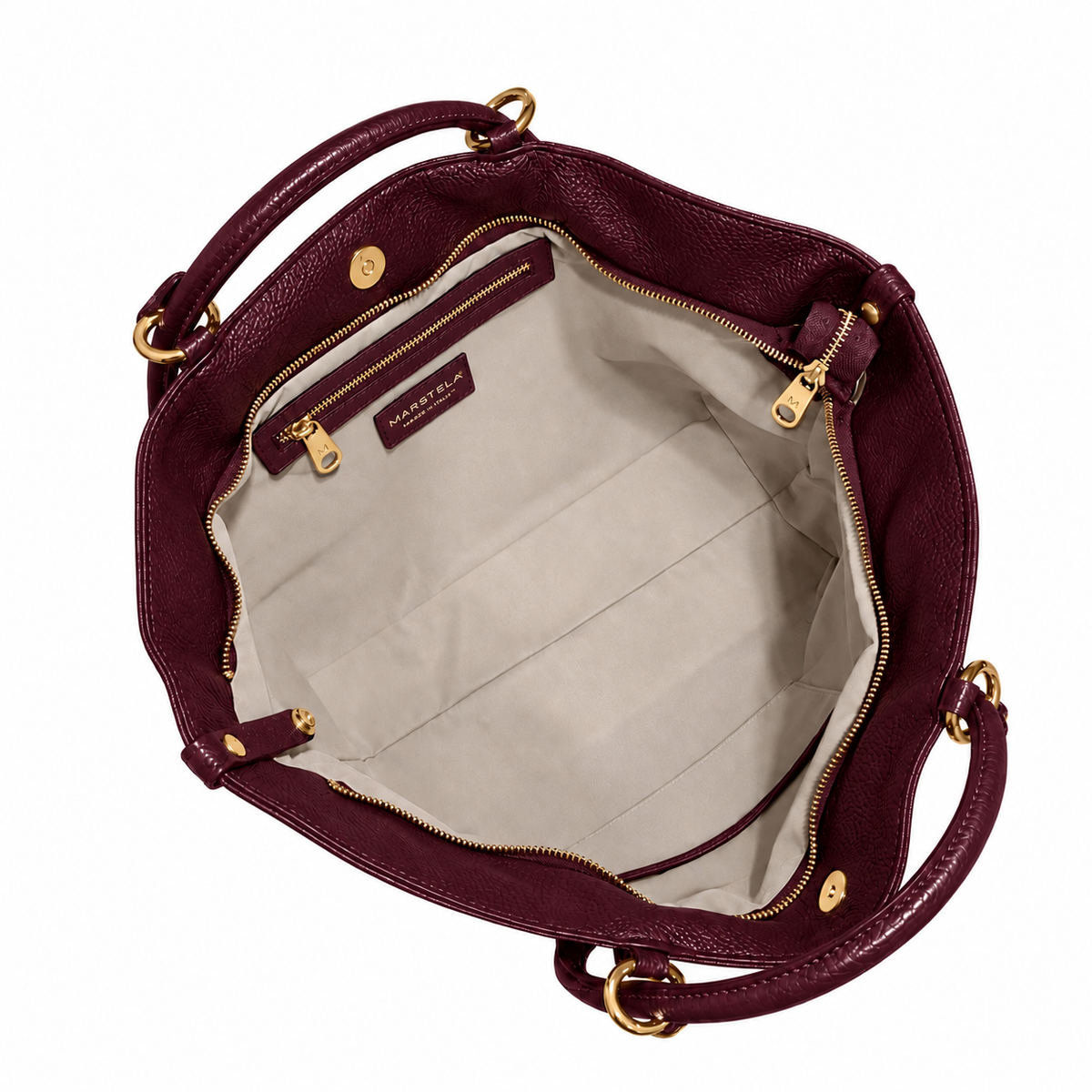 Malefica Shopper Martellata Burgundy Oro