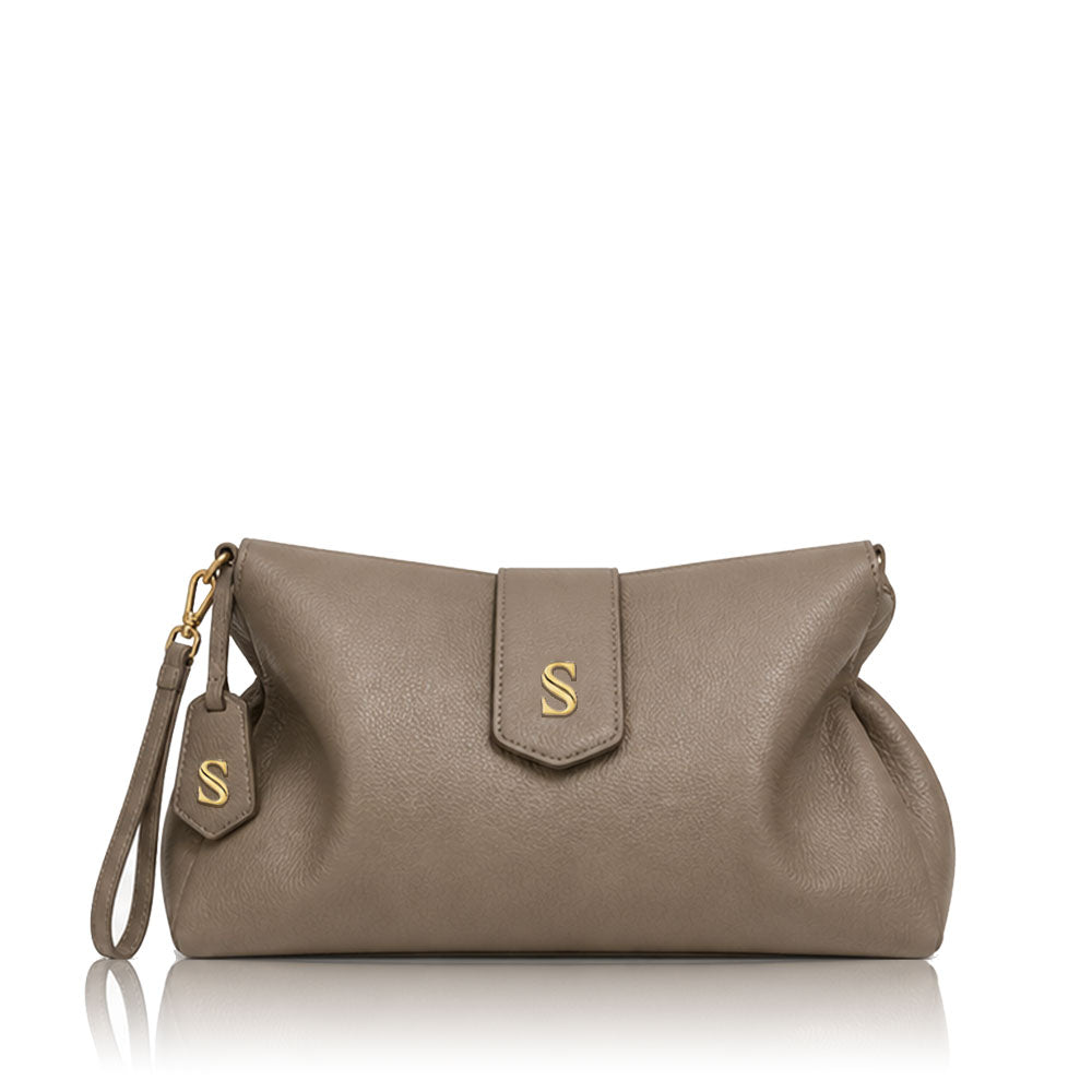 Ella Clutch Taupe Martellata Gold