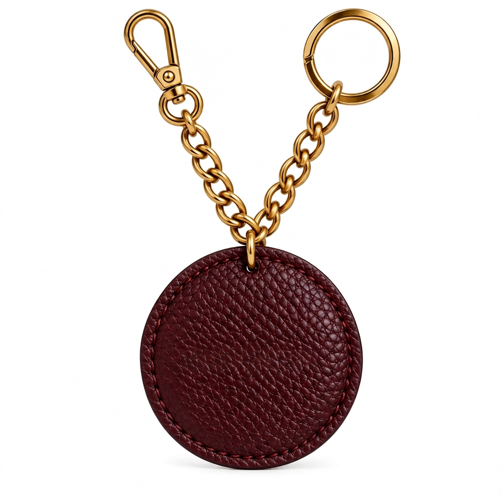 Portachiave Starlet Cioccolato con Stella in pelle martellata Zucca ORO