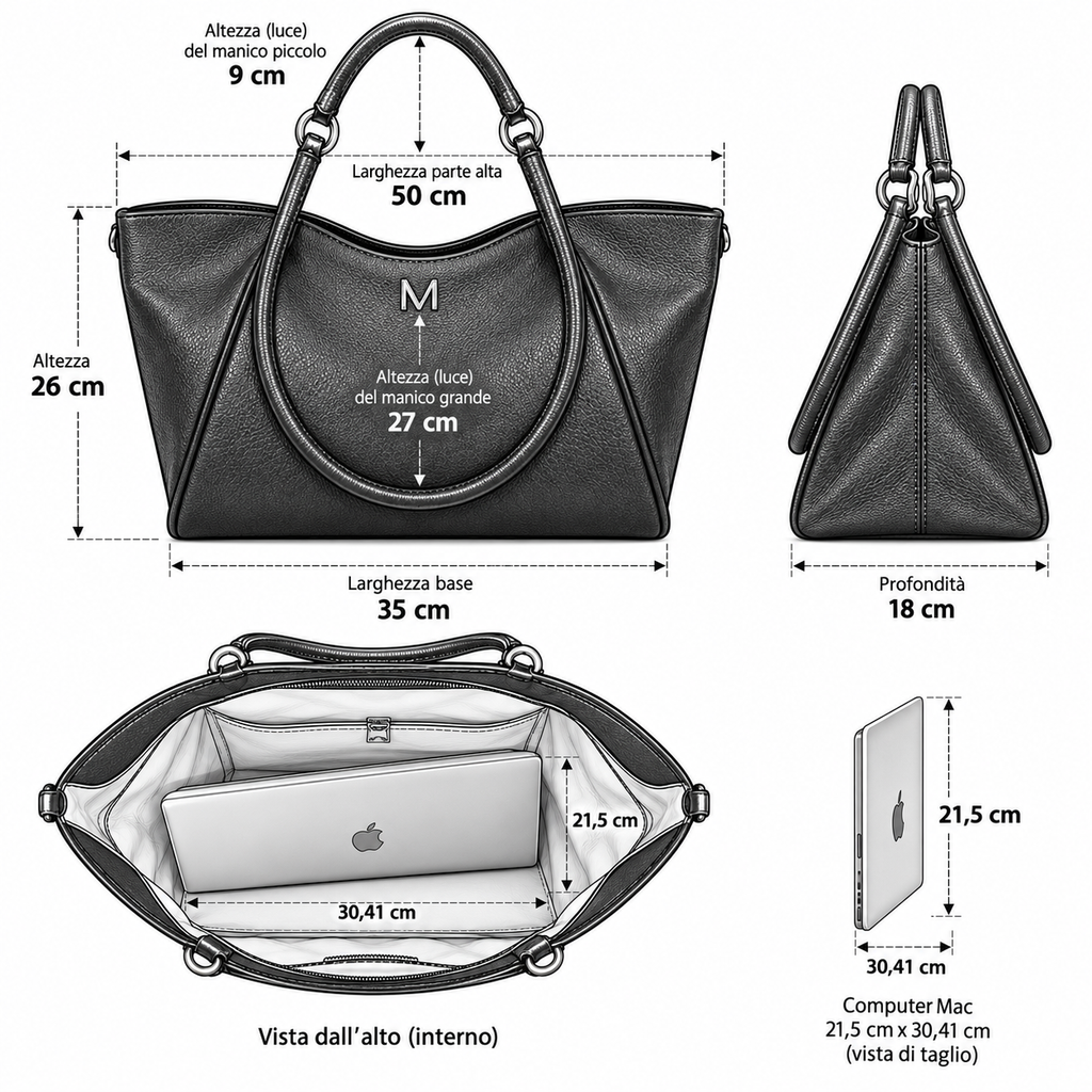 Malefica Shopper Martellata Nero Dark