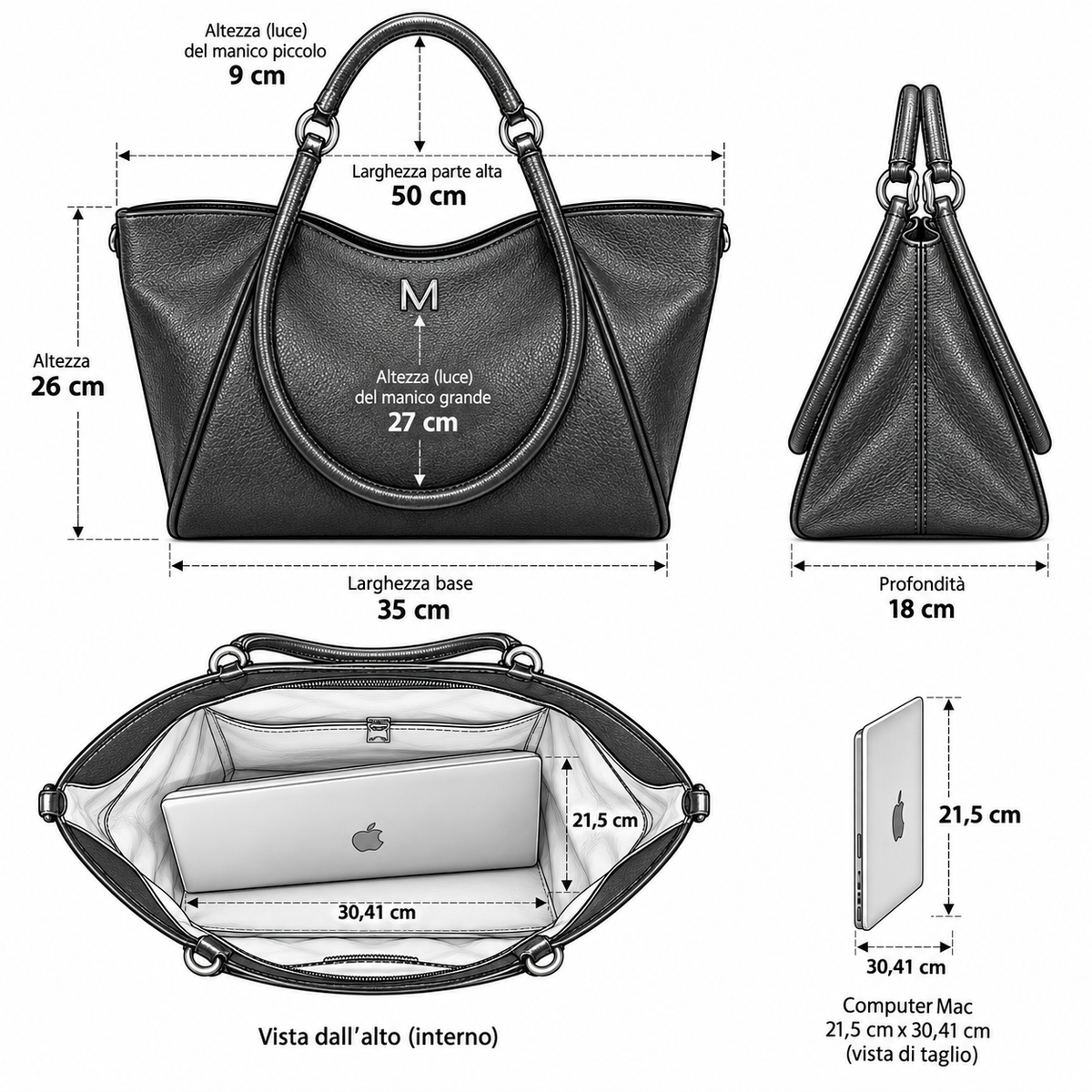 Malefica Shopper Martellata Nero Dark